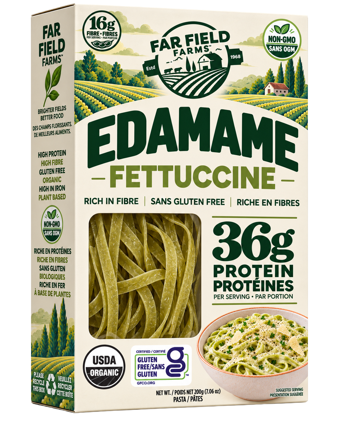 Far Field Farms Edamame Pasta Fettuccine box