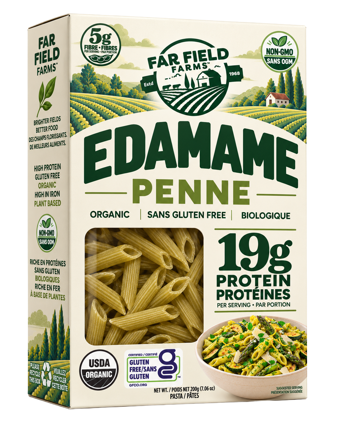 Far Field Farms Edamame Pasta Penne box