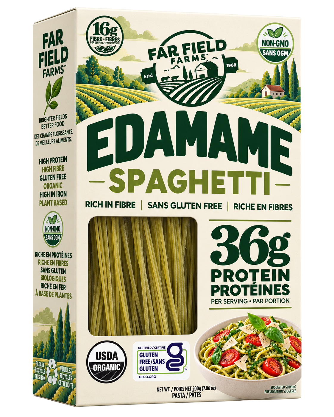 Far Field Farms Edamame Pasta Spaghetti box