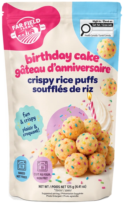 Birthday Cake crispy rice puffs, coming soon